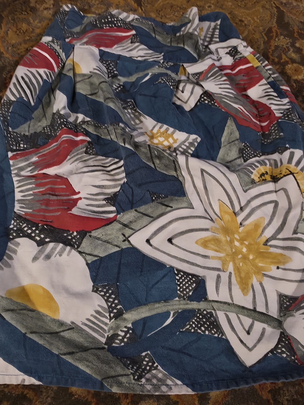 4/$67 Deal! Thought Floral Midi Skirt in Blue, Red & Yellow